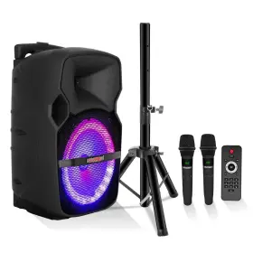 5c-dj10 5 Core 10 Inch Bluetooth Pa Party Speaker Boombox Karaoke 2 Wireless Mics Rechargeable