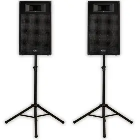Br12-pk2 Acoustic Audio Br12 Passive 12 Inch Speaker Pair And Stands Dj Pa Karaoke Speakers