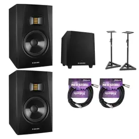 Adt7vk1 Adam Audio T7v Monitor Pair Bundle With T10s Subwoofer Stands And Midi