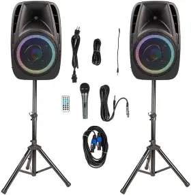 1500w Alphasonik 854803007045 Pair All-in-one 12 Powered Pro Dj Amplified Loud Speakers Wi
