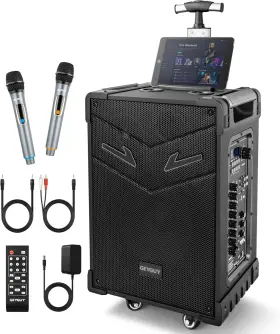 Gtsk10-3 Audio 3-way Portable Pa System With Wireless Microphones 10ftft Subwoofer Bluet