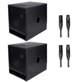 Ams-bb-bb15-mk3 Bassboss Pair Of 2x Bb15-mk3 15 Powered Subwoofers Gold Cables