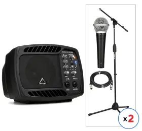 B105ddualmicbn Behringer B105d 50w 5 Inch Powered Monitor Speaker And Dual Mic Bundle