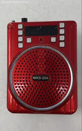 Wks-204 Buytiti Red Mini Portable Digital Radio Speaker With Strap Not Tested