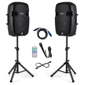 A5129 Costway E096 Portable Dual 15 Inch 2-way 2000 W Powered Speakers With Stands And Controller