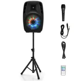 E097a5130 Costway Portable 15 Inch 1500 2-way Powered Speaker Stand W Illuminating Light