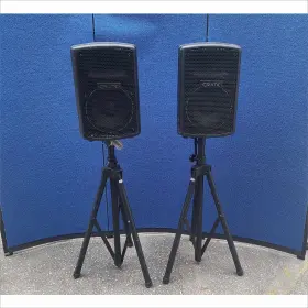 Tk-790h Crate Audio Psm10p 200w Lot Of 2x Passive Pa Speakers Cgm 84 Inch Black Tripod