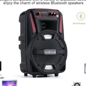 Dy033 Daeone Portable Bluetooth Speaker Black Usb Aux Mic Remote Control