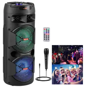 A17-b10801 Dazone Dual Bt Party Speaker Bluetooth Tweeter System Big Led Portable Stereo With Mic