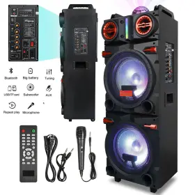 Bfs-5501 Dazone 9000w Portable Bluetooth Speaker Rechargable Dual 10 Inch Woofer Party Fm Karaok