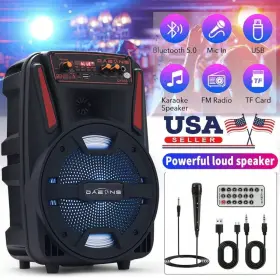 Dazone260002 Dazone 1100w Portable Bluetooth Speaker 8in Subwoofer Pa System Stand Microphone