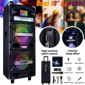 Disco3210ba Dazone Portable 10 Inch Bluetooth Party Speaker With Led Lights Karaoke Dj Pa Subwoofer Aux