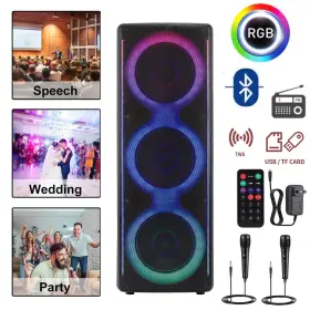 Pbx-1001 Dazone Portable Bluetooth Loud Party Speaker Triple 10-inch Woofer Rechargeable With 2 Mic