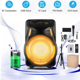 Sp-17rbt Dazone Powerful 15 Inch Bluetooth Speaker Trolley With Tripod Stand Microphone Usb Fm Aux Tf