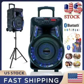 Sp-17rgb Dazone 15 Inch Subwoofer Portable 2700w Bluetooth Speaker Heavy Bass Sound System With Stand