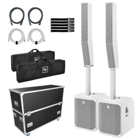 Electro-voice 789049912870 Evolve 70 White Column Powered Speaker System Pair W Road Case