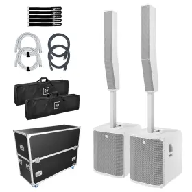 Electro-voice 789049912894 Evolve 90 White Column Powered Speaker System Pair W Road Case
