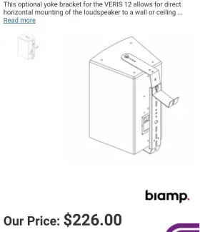 Vb-y12wyoke Electro-voice Sb121 Biamp Mounting Bracket For Veris 12 Speaker White