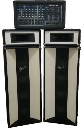C1970 Fender 8350 Musical Speaker 2 Sound Column 8-4 Tweeters Sunn Amp 46 Inch T