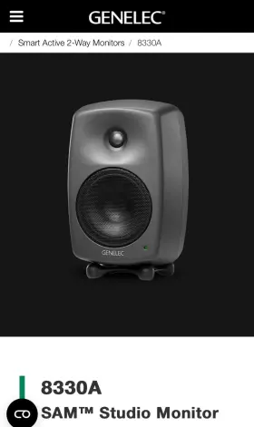 8330ap Genelec Sam Studio Monitor 5 Inch Powered Reference - Grey