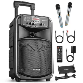 Gtsk8-2 Geyguy Gg0004 Portable Pa System Speaker With Wireless Mics And 8 Inch Subwoofer All-