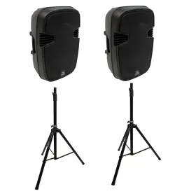 Harmony Audio Stands 709100411357 12 Inch Bluetooth Powered Pa Speakers 2 With Tripod