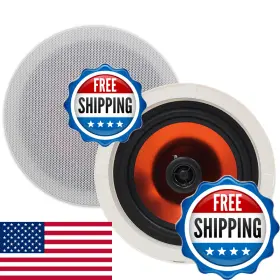 B0fszkhmll Herdio 8 Inch 400 Watts High Power Ceiling Speakers - Flush Mount Crisp Sound