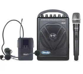 Hs120b Hisonic 230494822295 Portable Pa System With Uhf Wireless Mic Rechargeable 2 Microphones