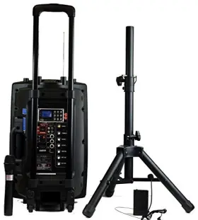 Hs420 Hisonic 857852005437 Rechargeable Portable Pa System With Dual Wireless Microphones Mp3