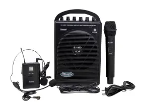 Hs120bt-blk Hisonic Hs120bt Hl Portable Pa System With Wireless Microphones And Lithium Rechargea
