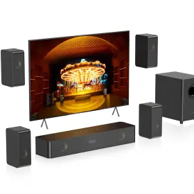 B0fnczp31b Hiwill-audio Hipulse N512 Wooden 5.1.2 Sound Bar System With 4 Surround Speakers And 400w Peak Pow