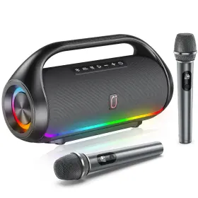 D20-t Hwwr Portable Bluetooth Speaker With Microphones Karaoke Machine For Adults And K