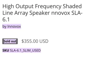 Sla-6.1 Innovox Slim Used Line Array Speaker 150w 6x3.5 Inch Drivers Black