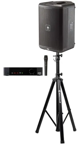 Dms100 Jbl Compact Eon One Rechargeable 8 Inch Personal Pa Speaker Akg Wireless Mic Stand
