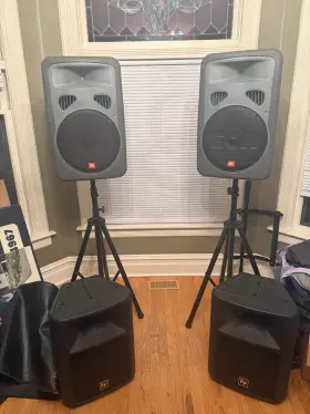P0356-46265 Jbl Eon 15p-1 Powered Pa Speakers With Stands Two