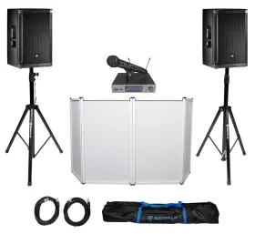 Rvss2-xlr Jbl Srx812p Rfaaw 2 12 Inch 2000w Active Dj Pa Speakers Facade Audio Technica Wireless Mic