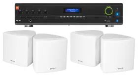 Vma160 Jbl Commercial Amplifier 4 3.5 Inch White Cube Speakers For Restaurant/bar/cafe