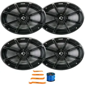 2-40ps694-50ft16g Kicker 4x 40ps694 6x9 Inch 180w 2-way Marine Speakers Speaker Wire Pry Tool Set