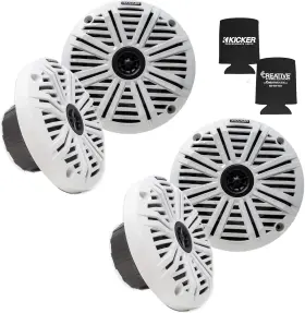 Kicker 744759048141 6.5 Inch Marine Speakers 2 Pair White Salt Water