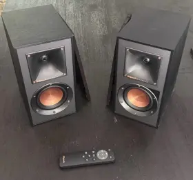 R41-pm Klipsch Klipshe Reference Powered Monitors Tested W Original Remote Power Wire