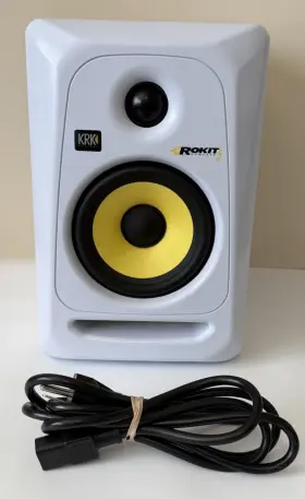 Rp5g3w Krk Single Rokit Powered 5 G3 100w Studio Speaker White 2-way And Power Cord