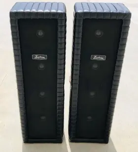 302-pa Kustom Pair Of Vintage Naugahyde Tuck And Roll Pa Speakers 57 Inch X17 X11.5