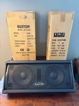 Kpc210m Kustom New Pair Of Pa Stage Monitors Dual 10 Inch Speakers