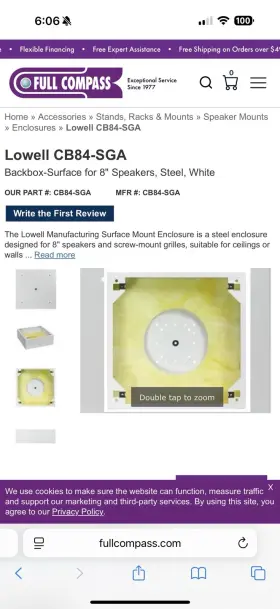 Cb84-sga Lowell Backbox-surface For 8 Inch Speakers Steel White