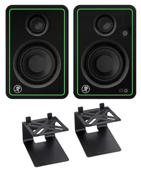 Cr3-xbt Mackie Sr4 Pair 3 Inch 50 Watt Bluetooth Studio Monitors Speakers Riser Stands