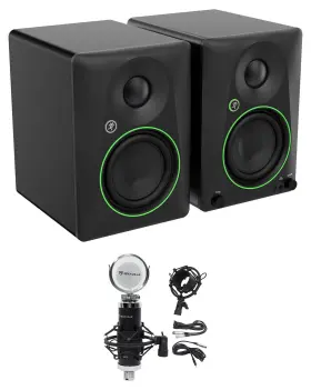 Rcm03 Mackie Cr4.5 Pair 4.5 Inch Powered Studio Monitors With Tone Control Microphone