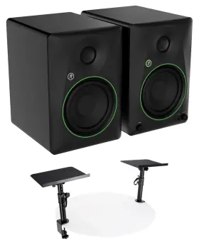 Dms75 Mackie Cr5bt New 2 5.25 Inch Powered Studio Monitors With Bluetooth Stands Desk Clamps