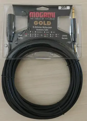 Gold-trsxlrm-25 Mogami Gold 25ft 1/4 Inch Trs Male To 3-pin Xlr Balanced Quad Patch Cable