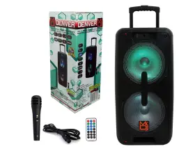 Mr Dj Usa 826843934773 Mr. Denver Dual 10 Inch Portable Bluetooth Speaker Trolley Pa