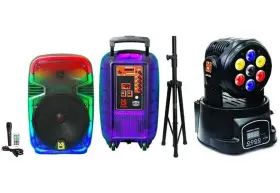 Pl12flame Mr Dj Usa Ss350 Lmh250 12 Inch Portable Translucent Bluetooth Speaker Stand